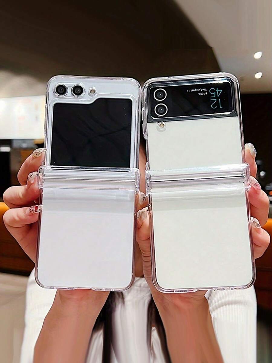Funda rígida transparente compatible con Samsung Galaxy Z Flip 5/4/3 5G, antigolpes/antichoque/ plegable y compatible con la cubierta trasera de Samsung Z Flip5 Flip4 Flip3 OPPO Find N3 N2 - transparente - Ver 1