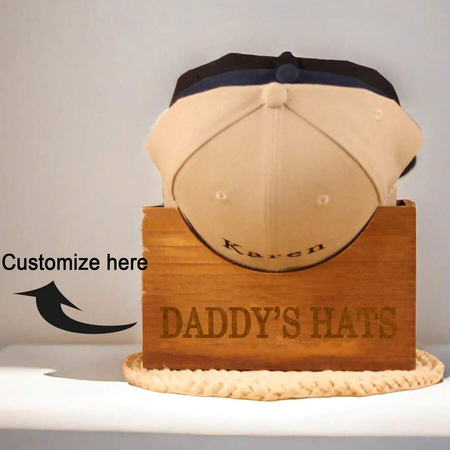 Personalized Hat Holder, Wood Hat Box, Grandpa Gift, Cap Stand, Gift For Him, Father's Day Gift, Gift For Dad, Baseball Cap Organizer,Personalized Wooden Hat Holder, Unique Gifts For Him, Birthday Gift, Custom Wood Hat Box, Cap Organizer, Engraved Name, Fathers Day Gift - Multicolor - View 1