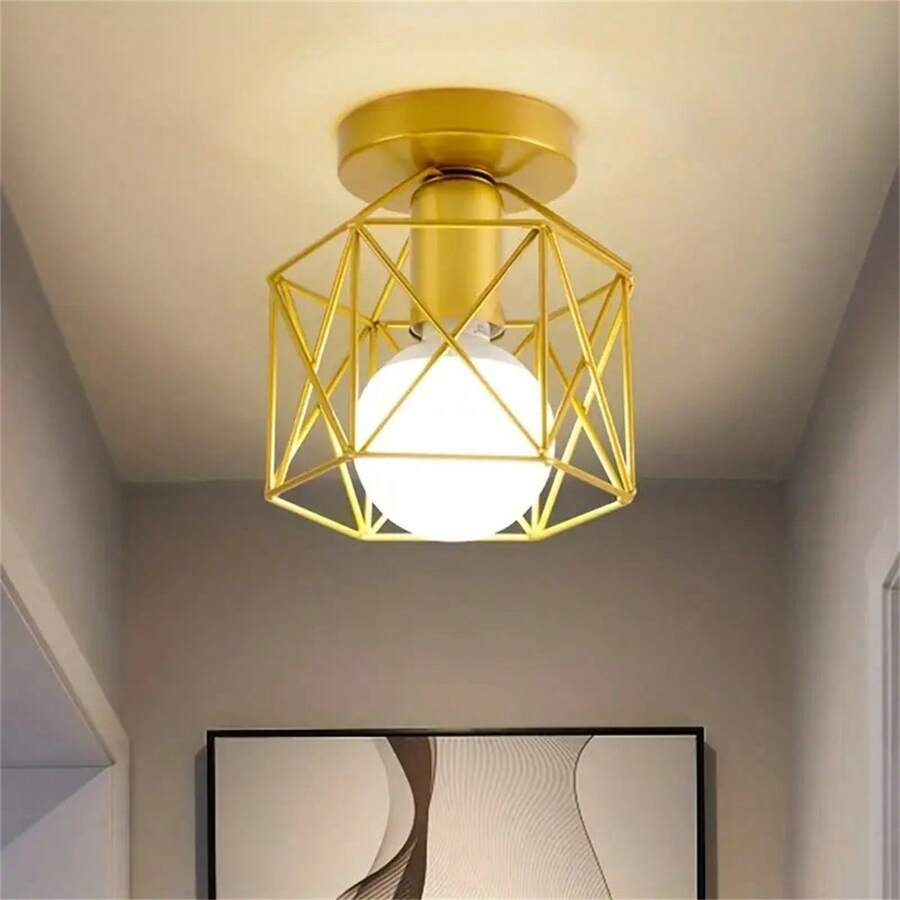 1pc Hallway Light Fixtures Ceiling Mount, E27 Retro Industrial Semi Flush Mount Ceiling Light For Porch Hallway Kitchen Farmhouse Lighting, RV Light Fixtures(Just A Lampshade,Bulb Is NOT Included) - Multicolor - View 1