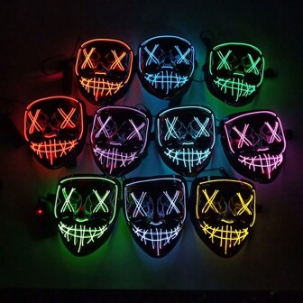 A Luminous  Mask, Ideal For Party Dress-Up, Halloween Horrific Mask, Suitable For Both Men And Women, Great Festival Gift