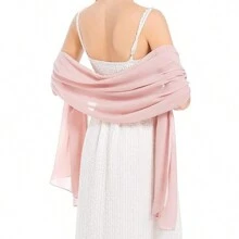 1 件女士柔软雪纺防晒婚礼伴娘披肩围巾适合舞会晚会舞蹈配饰女士