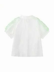 mini bala 年轻女孩短袖衬衫夏季透气时尚潮流衬衫别致衣服 - 白色 - 查看 5