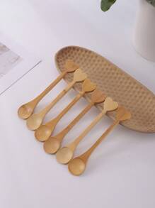 6pcs/Set Heart Wooden Spoon ,Kitchen,Christmas Gift - Apricot - View 8