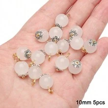 beadia 5入組仿玉鈴蘭玻璃珠花吊墜，手工珠串DIY配件，適用於夏季手鍊、耳環、項鍊、手工藝品 - 白色 - 查看 9