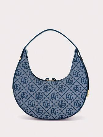 DK DKMG 1 st mors dag kvinnors bohemisk stil tryckt sidenmånformad väska, justerbar rem, lämplig för semester, fester, shopping, dejting och presenter