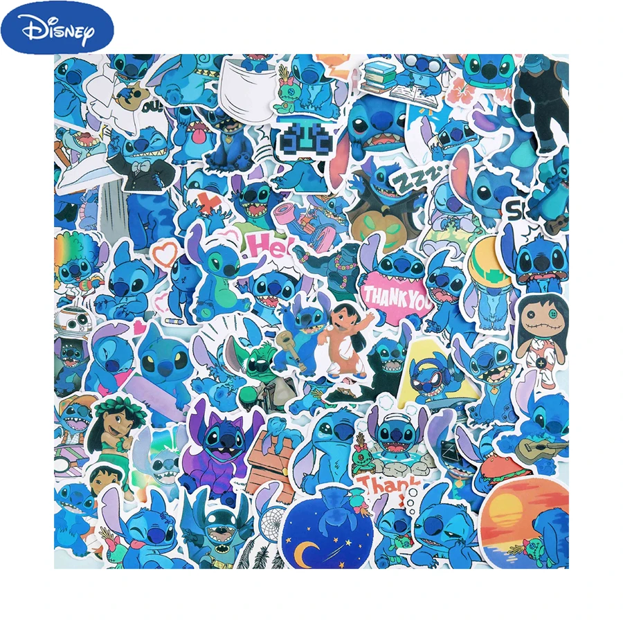 100PCS Stitch Official Authorization Vinyl Waterproof Sticker Gift Water Bottle Cartoon Laptop Bumper Water Bottle Computer Phone Hat Car And Sticker - Size - View 1