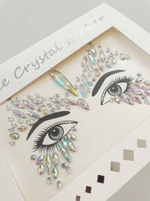 1pc Colorful Rhinestone Face Sticker For Makeup Party Music Festival, Waterproof And Long Lasting, Realistic Self-Adhesive Gemstone Decor For Eyes And Face