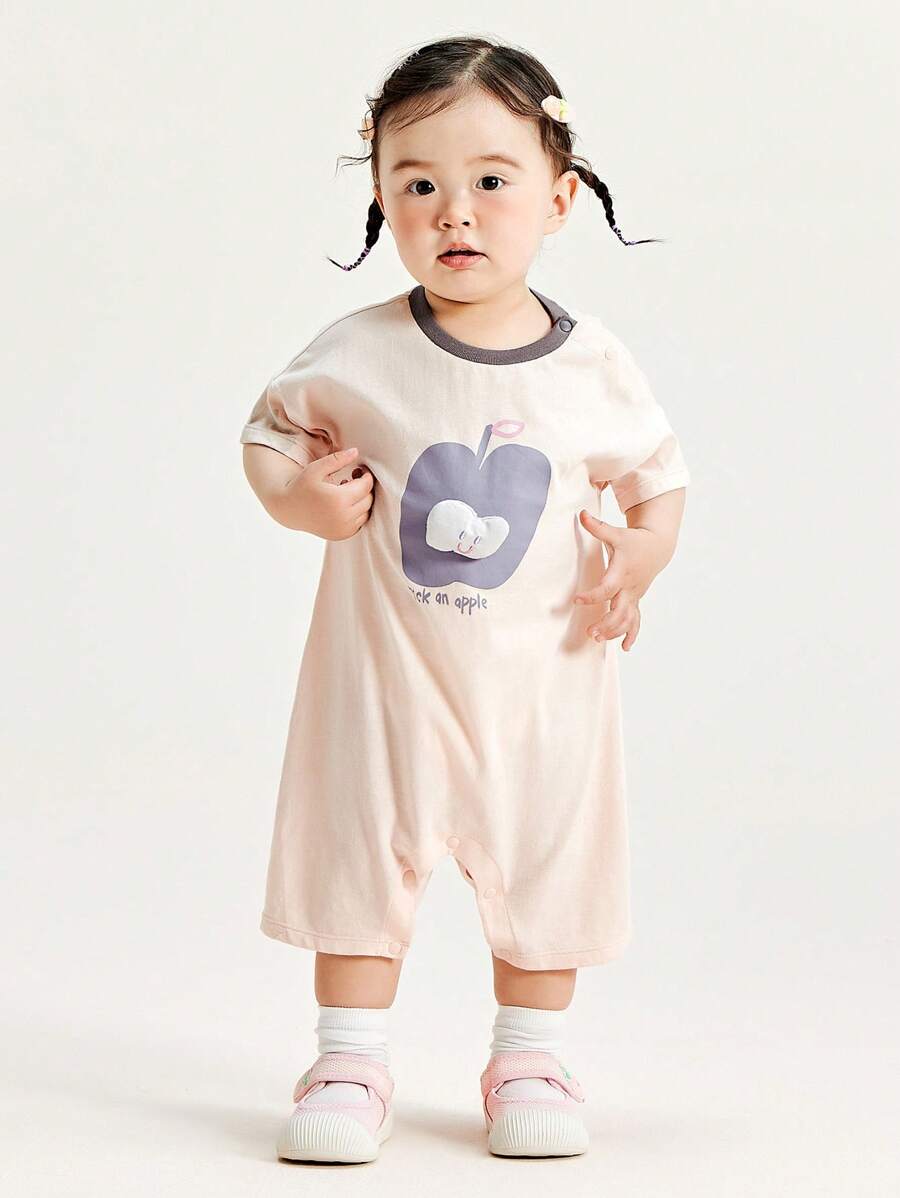 mini bala 男女通用女嬰夏季清涼感抗菌連體衣嬰兒爬行衣 - 粉色 - 查看 1