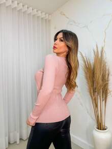 Women Knit Tops - Hồng - Xem 4