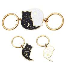 2入組情侶禮物鑰匙扣,可愛情人節禮物,適用於女友男友他她貓愛好者一對最佳朋友、丈夫妻子未婚妻貓款情侶禮物,適用於聖誕節、生日、周年紀念和新年等節日