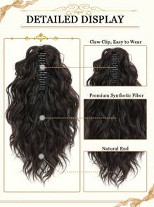 12inch Ponytail Extension Curly Hair Claw Clip Drawstring Ponytail Extensions (Dark Brown) Hair Pieces For Women Synthetic Friendly Fiber - Dark Brown - View 4