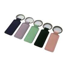 Creative Double-Sided Car Line PU Leather Keychain, Small Gift Metal Pendant For Car Keys