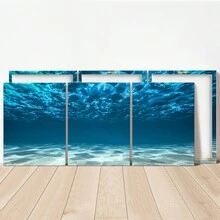 3 piezas/set Cuadros terminados con marco, carteles de lienzo de arte moderno de profunda mar para decoración de pared del océano, arte de pared de superficie submarina, pintura de paisaje marino de lienzo, regalo ideal para la habitación principal, sala de estar, pasillo, decoración de pared, decoración de invierno, decoración de la habitación - Multicolor - Ver 8