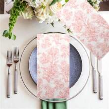 20 قطعة مناديل ورقية زهرية للربيع والصيف طبقتان للاستخدام مرة واحدة، مناديل ورقية للضيوف بطبعات أزهار البرية للحمامات، مناديل ورقية بطبعات زهرية للحفلات الخاصة بالعيد الزواج حفل استحمام ، حفلات الشاي ديكورات، حجم 33 * 40 سم