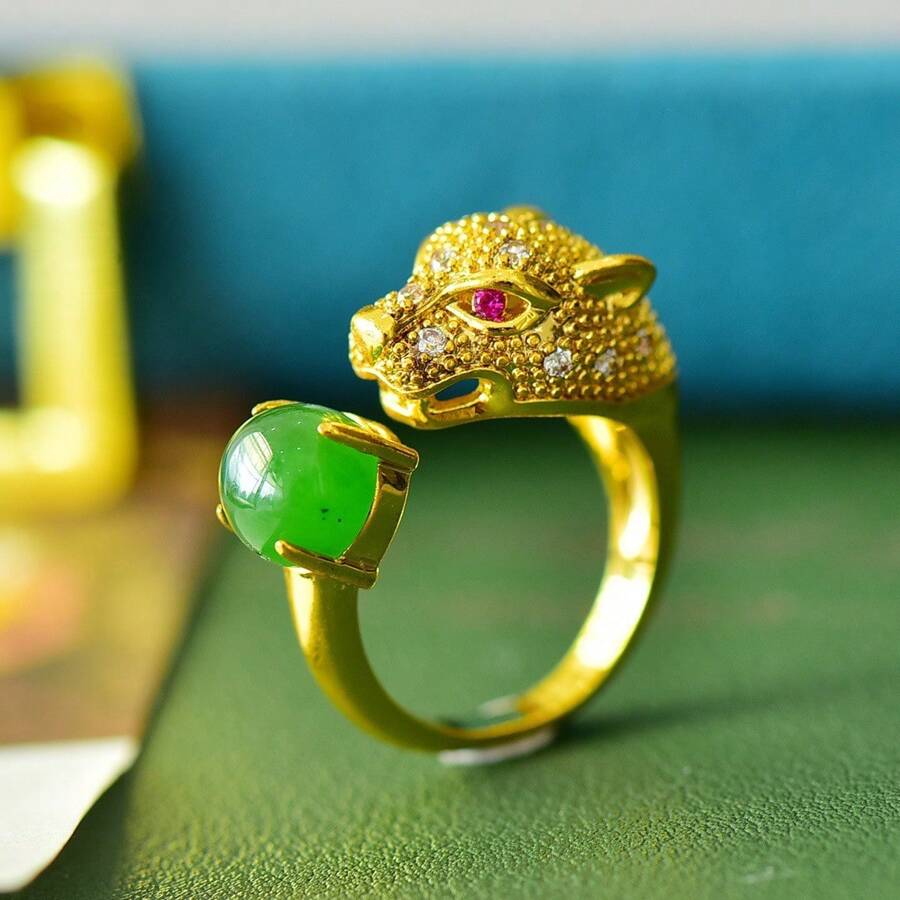 Natural Canadian Jasper Rings, Gold-Plated Inlaid Jade Rings, Diamond Rings, Adjustable Size Rings, Handmade Men's And Women's Gemstone Rings, Personalized Rings, Energy Rings, Anniversary Rings, Engagement Rings, Gifts For Her. - Z Jasper Ring - View 1