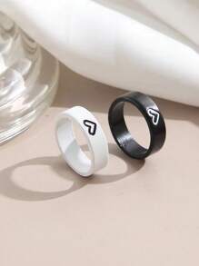 2入組戒指+2入組項鍊，極簡風格具有時尚愛心設計，是送給你最好的朋友的理想禮物 - 彩色 - 查看 4