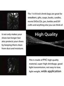 50pcs Heat Shrink Wrap Bags - Sneaker PVC Heat Shrink Plastic Wrap Shoes Protectors For Protection, Storage & Travel Boot Bag Shoes Case Shoe Storage Box Shoes Organizer Accessories For Travel Vacation Cruise Summer Holiday Travelling Bag Travel Stuff Essentials For College Dorm Home School