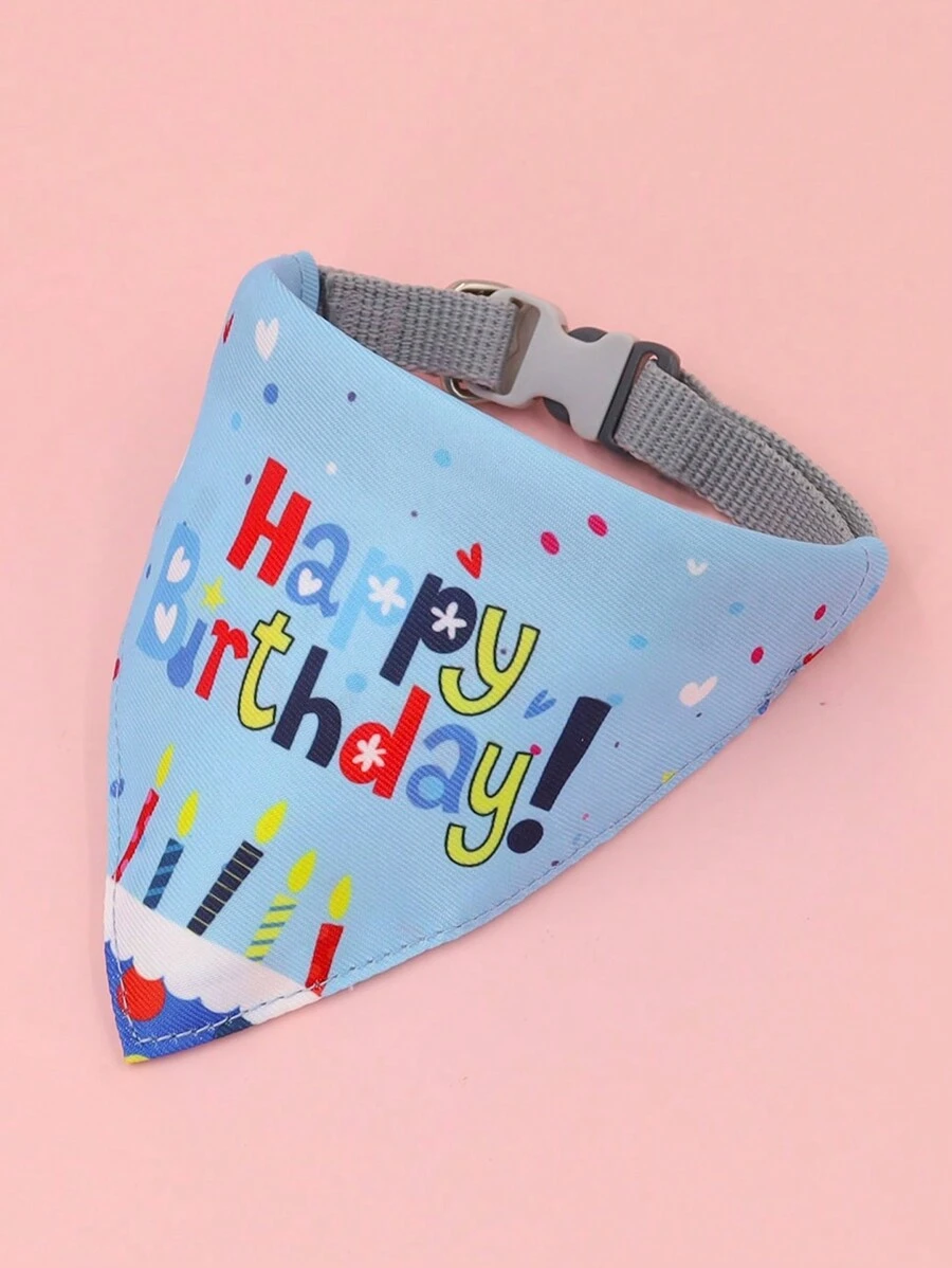 Supet 1pc Pet Birthday Party Bibs, Suitable For Small Pets, Neck Scarf - Blue - View 1