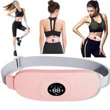 女士USB可充電振動加熱宮廷腰帶，家用電動腰腹部理療按摩器 - 粉色 - 查看 1