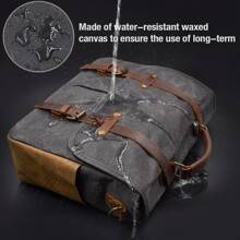 Mens Messenger Bag 15.6 Inch Waterproof Vintage Genuine Leather Waxed Canvas Briefcase Large Leather Computer Laptop Bag Rugged Satchel Shoulder Bag - Xám - Xem 9