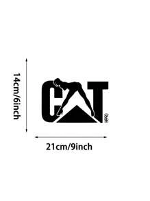 1入組貓咪安全帽貼紙，適用於汽車、建築工人，防水塑料貼紙可用於工具箱和安全帽 - 黑色 - 查看 7