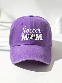 1入刺繡SOCCER MOM心形足球洗水棉棒球帽，戶外透氣太陽帽，適用於春/秋季旅遊/海灘度假，男式防曬帽，Y2K風青少年帽 - 字母 - 查看 11