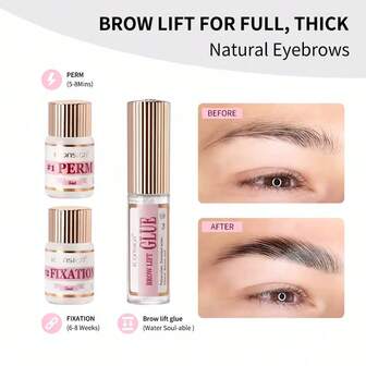 Kit de elevación de cejas Iconsign, set de laminación de cejas, libre de bromato de sodio con soluciones de permanente y fijación, fórmula mejorada, para uso en salón y en casa
