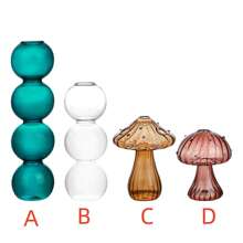 RORA 1pc Glass Bubble Vase, Mushroom Shape, Decorative Transparent Flower Bud Vase, Creative Mushroom Glass Vase For Hydroponics, Art Plants, Dining Table Flower Vase - Color - View 2