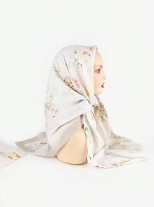 1 Stück Frühlings-/Sommer-bedrucktes, mehrfarbiges, florales Muster 110cm Quadrat Schal Hijab Bandana Haarband Winter Herbst für Frauen Abaya Verschleierte Kleidung