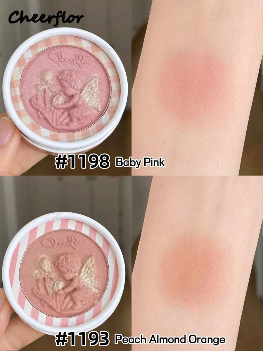 CHEERFLOR Embossed Solid Color Blush, Cheeks Powder Blush, Smooth Mate Face Blush, Light, Smooth, Facial Beauty Cosmetic Makeup - CFR1193 - 查看 1