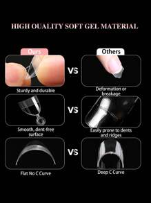 600Pcs/Box Xs Almond Half Cover Fake Nails Half Matte False Nail Extension Extra Short Almond Soft Gel Nail Tips For Small Nail Bed Press On Nails Nail Supplies Nails - Clear - View 4