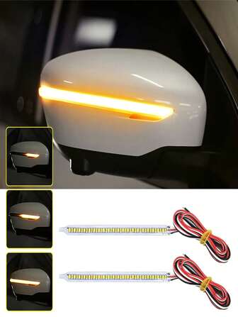 2pcs Sequential Rear Mirror Turn Signal Lamp LED Strip Lights Universal Dynamic DRL Side Indicator Auto Daytime Running Light