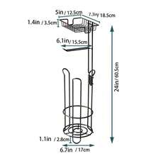 1 pieza Soporte de papel higiénico de pie de hierro, estante redondo de almacenamiento de tejidos para baño - Negro - Ver 2