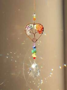 1PC Cầu Vồng Mặt Trời Bắt, Cây Sự Sống Mặt Trời Bắt Hình Trái Tim Trang Trí Bánh Xe Luân Xa Đá Cửa Sổ Lăng Kính Quả Cầu Treo Vườn Trang Trí Nhà Xe Hơi, Trang Trí Nhà Cửa, Trang Trí Phòng, Trang Trí Tường - Nhiều màu - Xem 5