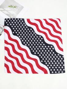 1 pieza Pañuelo tipo bandana con estampado de bandera americana en estilo Y2K, unisex y casual, adecuado para vacaciones, uso diario y fiestas - Multicolor - Ver 9