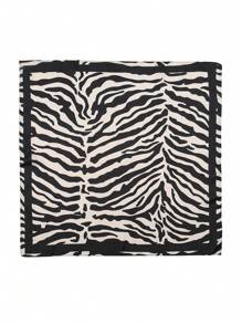 1pc Simple Printed 70*70cm Bandana For Women, Spring New Arrival, Can Be Used As Scarf, Belt, Bag Decor Or Headband Bandana Witch - Black and White - View 3
