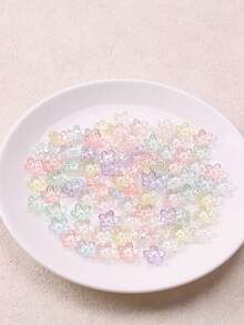 100pcs Mixed-Color Transparent Iridescent Five-Petal Flower Shaped DIY Jewelry Beads - Transparent Colorful Five-petal Flower - View 4