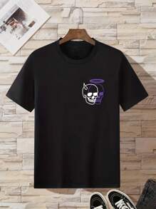 MURAMASA Camiseta Gráfica Esqueleto Para Hombre - Negro - Ver 2