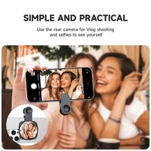 Espejo auxiliar para selfies de la cámara trasera del teléfono, clip en la parte posterior del teléfono para poder ver la imagen en la posición de la pantalla del teléfono, para saber con claridad en qué posición está la postura ahora - 1 pieza - Ver 3