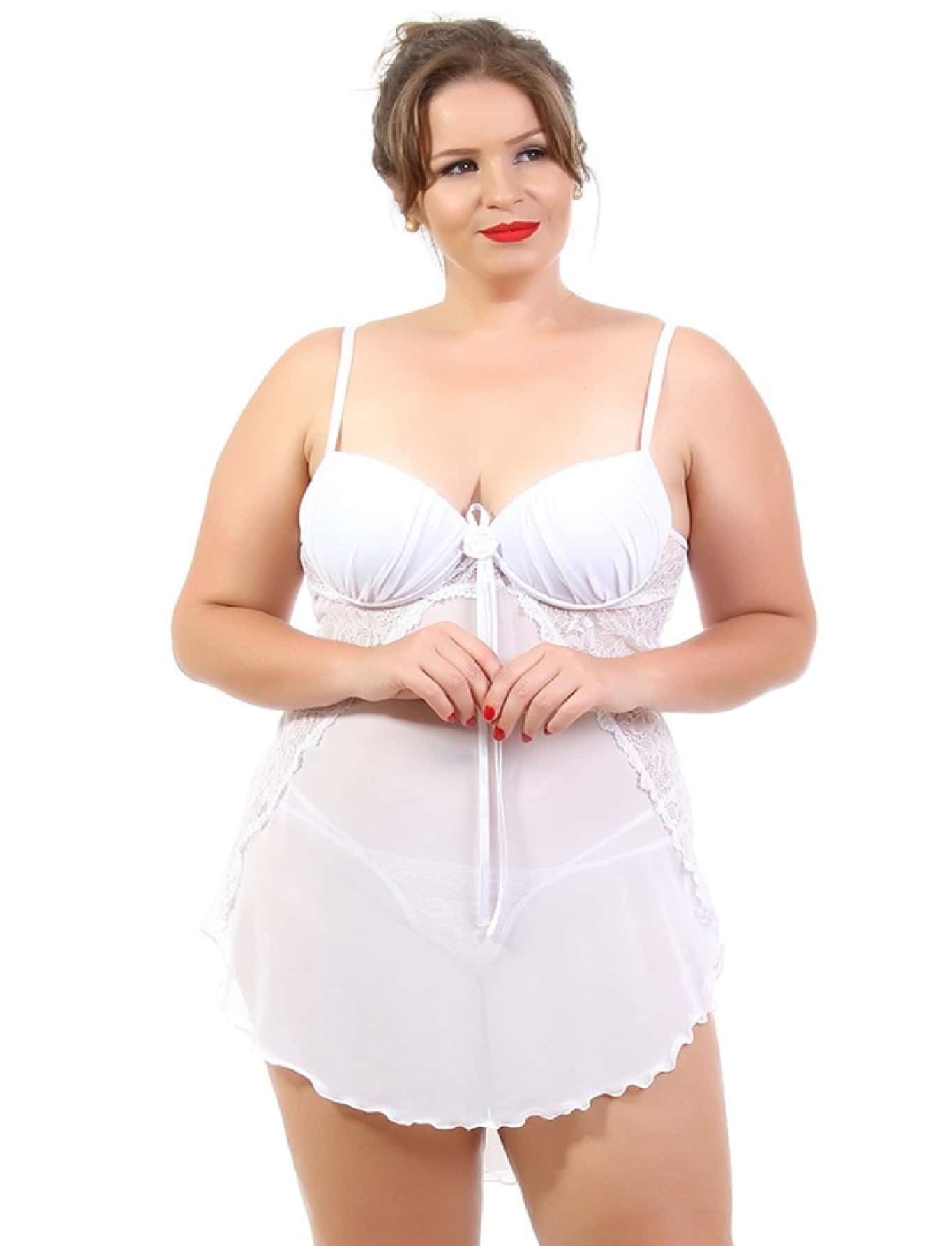 Plus Size Pajama Sets White Set - 白色 - 查看 1