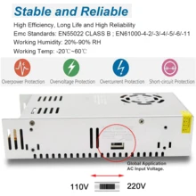 Fuente Conmutada 12v 40a 480w 110V Eliminador Transformador Drive de alimentacion regulable poder - 12V 40A 480W - Ver 2