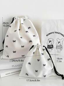 1 pièce/set Sac de rangement à cordon élégant avec impression nœud papillon, sac de maquillage, sac de sous-vêtements et de vêtements, sac hygiénique. Ensemble organisateur de voyage essentiel pour les courts séjours, jeu de cubes de rangement, ensemble de sacs de rangement pour valise. Fournitures scolaires, accessoires de chambre étudiante, décoration de chambre. Organisateur de maquillage, sacs de maquillage, trousse de maquillage. Organisateur de maquillage pour les vacances d'hiver, fournitures scolaires.