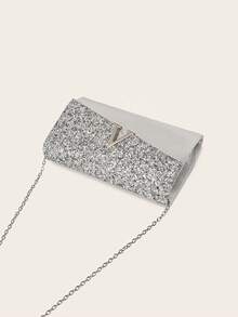 Women Evening Clutch Bag Bridal Wedding Gold Sparkling Glitter For Women Prom With Detachable Metal Chain For Wedding And Party Shoulder Bag For Women Clutch Purses For Ladies Bag Crossbody Unique  Handbag  Women's Handheld Evening Bag Versatile Glitter Handheld Bag Cocktail Party Wedding New Banquet Bag - 銀色 - 查看 6