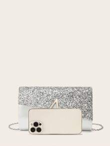 Women Evening Clutch Bag Bridal Wedding Gold Sparkling Glitter For Women Prom With Detachable Metal Chain For Wedding And Party Shoulder Bag For Women Clutch Purses For Ladies Bag Crossbody Unique  Handbag  Women's Handheld Evening Bag Versatile Glitter Handheld Bag Cocktail Party Wedding New Banquet Bag - 銀色 - 查看 7