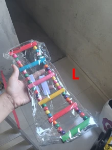 1pc Random Color Handmade Dyed Bead Decor Ladder Design Parrot Toy, Suitable For Bird Climbing Swing Cage Accessories And Supplies