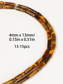4*13mm / 13-15 piezas Cuentas sueltas cilíndricas largas de piedra natural redonda - Para hacer joyas DIY pulseras, collares y accesorios de pendientes - Idea de regalo bohemio chic inolvidable - Cuentas de tubo de 4x13mm - Ver 19