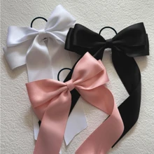3 Pieces Women's Hair Bow Girl Hair Tie Satin Soft Ribbon Hair Tie Coquettish Bow White Bow Black Bow Lotus Pink Bow Ponytail Holders Hair Elastics Hair Rubber Bands Scrunchies Hair Rope Elastic Hair Tie, Hair Bobbles