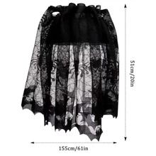 1 Piece Halloween Bat Spider Web Lampshade Lace Ribbon Exquisite Lampshade Curtain Fireplace Decoration - Black - View 2