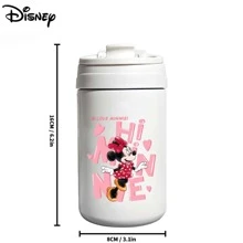 500毫升可愛卡通雙層杯奶杯咖啡杯保溫杯不銹鋼杯帶吸管便攜杯 - 米色 - 查看 2