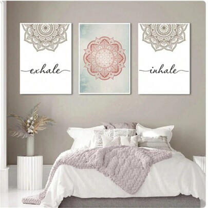 1pc moderno padrão abstrato pintura em tela boêmio mandala flor bege pintura arte da parede nordic decoração para casa acessórios presentes sem moldura.